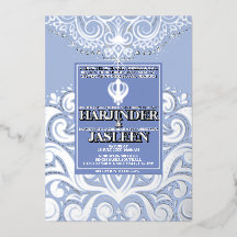 LuxGlitter Blauw Zilver Sikh Anand Karaj Wedding