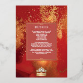 LuxGlitter Rood Goud Hindoe Ganesha Indiase bruilo Folie Uitnodiging (Achterkant)