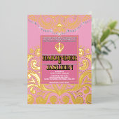 LuxGlitter Roze Gouden Sikh Anand Karaj Huwelijk Folie Uitnodiging (Staand Voorkant)