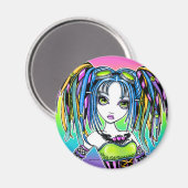 "Luxie" Rainbow Cyber Goth Hula Hoop Fae Magnet (Recto/Verso)