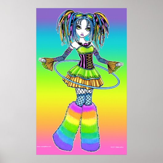 "Luxie" Rainbow Cyber Goth Hula Hoop Fae Poster (Devant)