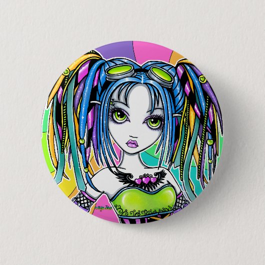 "Luxie" Rainbow Cyber Gothic Fairy Button (Voorkant)