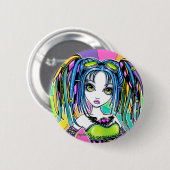 "Luxie" Rainbow Cyber Gothic Fairy Button (Voorkant /achterkant)