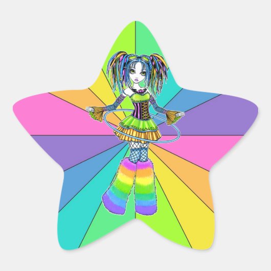"Luxie" Rainbow Cyber Gothic Hula Hoop Fae Sticker (Voorkant)