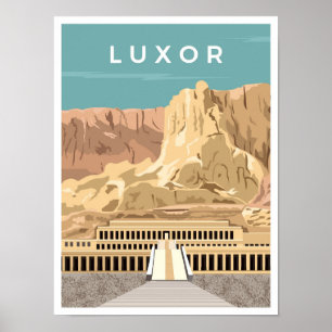 Luxor Egypt Art Vintage Travel Illustratie Poster