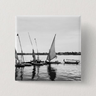 Luxor Egypte, Feluccas op de Nijl 2 Vierkante Button 5,1 Cm