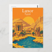 Luxor, Egypte Vintage Reizen Briefkaart (Voorkant / Achterkant)