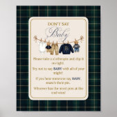 Luxsary Bear Plaid Baby Shower Dont Say Game Poster (Voorkant)