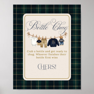 Luxsary Beer Plaid Baby Shower Fles Chug Poster