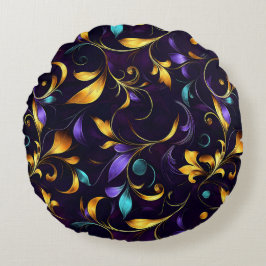 Luxueus bladbloemig scrollpatroon rond kussen