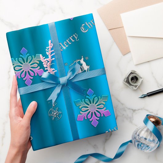 Luxueus blauw kerstfeest cadeaupapier