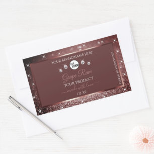 Luxueus Glitter-etiket met Logo Rechthoekige Sticker