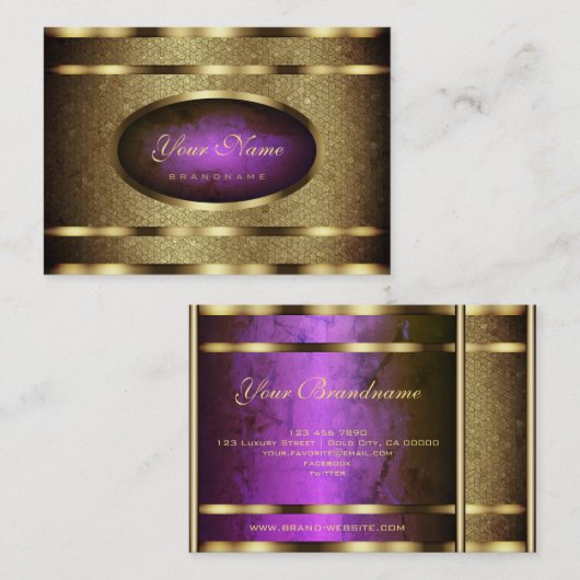Luxueus Golden Snake-patroon met Paarse kleuren Visitekaartje (Voorkant / Achterkant)