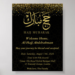 Luxueus Goud Arabische kalligrafie Hajj Mubarak Poster