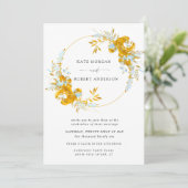 luxueus goudturquoise floral bruiloft uitnodiging (Staand voorkant)