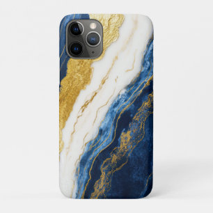 Luxueus marineblauw & bladgoud marmer iPhone 11 pro hoesje