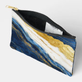 Luxueus marineblauw & bladgoud marmer etui (Open)