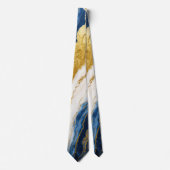 Luxueus marineblauw & bladgoud marmer stropdas (Voorkant)