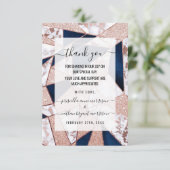 Luxueus Roos Gold Glitter Geometric Marble Bedankkaart (Staand voorkant)