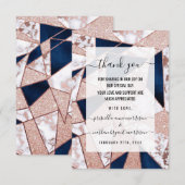 Luxueus Roos Gold Glitter Geometric Marble Bedankkaart (Voorkant / Achterkant)