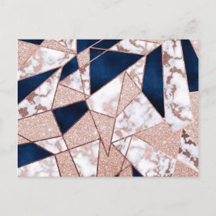 Luxueus Roos Gold Glitter Geometric Marble Briefkaart