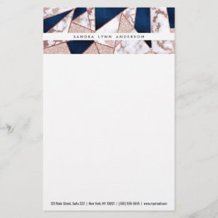 Luxueus Roos Gold Glitter Geometric Marble Briefpapier