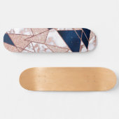 Luxueus Roos Gold Glitter Geometric Marble Skateboard (Horizontaal)