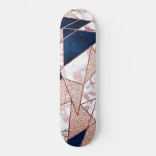 Luxueus Roos Gold Glitter Geometric Marble Skateboard
