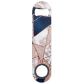 Luxueus Roos Gold Glitter Geometric Marble Speed Flessenopener (Achterkant)