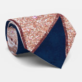 Luxueus Roos Gold Glitter Geometric Marble Stropdas (Opgerold)