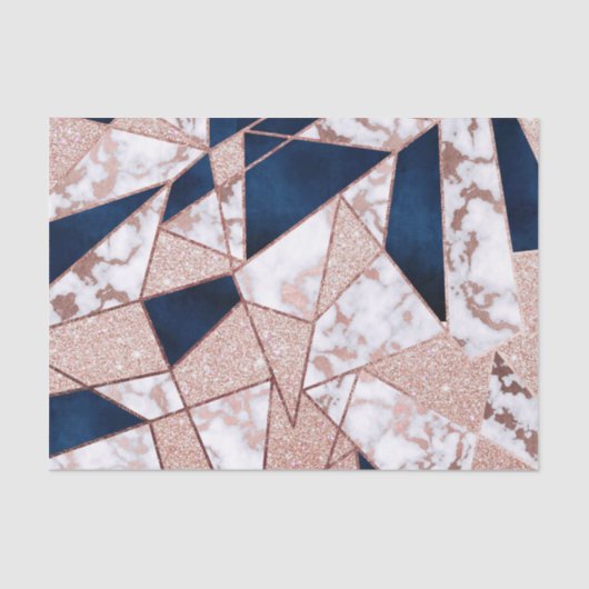 Luxueus Roos Gold Glitter Geometric Marble Tissuepapier (Voorkant)