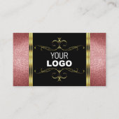 Luxueus zwart goud met rood glitter en Logo Visitekaartje (Voorkant)