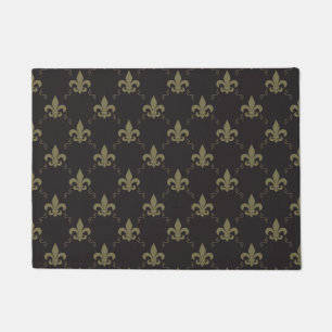 Luxueus zwart goudvleur De Lis Pattern Deurmat