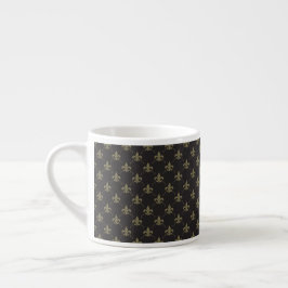 Luxueus zwart goudvleur De Lis Pattern Espresso Kop