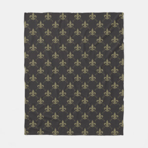 Luxueus zwart goudvleur De Lis Pattern Fleece Deken