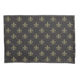 Luxueus zwart goudvleur De Lis Pattern Kussensloop