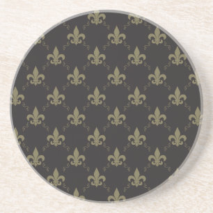 Luxueus zwart goudvleur De Lis Pattern Zandsteen Onderzetter