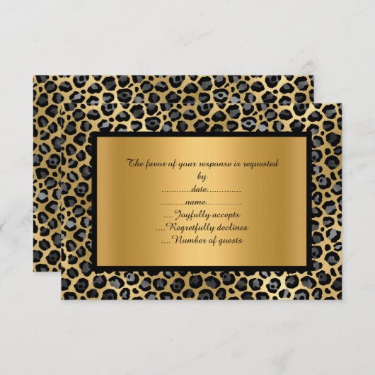 LUXUEUSE CARTE D'ANNONCE RSVP PATTERNELLE LEOPARD (Devant / Derrière)