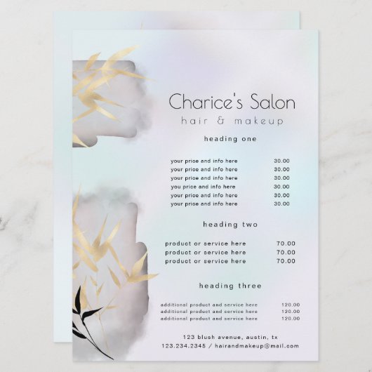 Luxueuse Gold Bamboo Salon Carte Prix (Devant / Derrière)