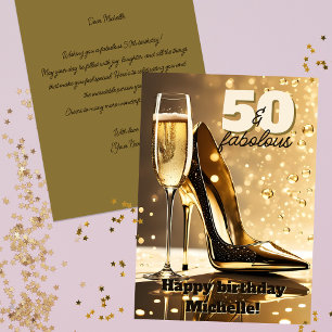Luxueuse Gold Stiletto Champagne 50 Carte Annivers