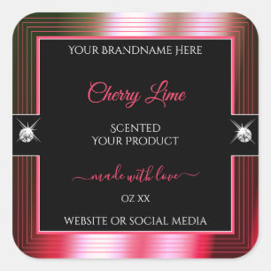 Luxueux Black Red Green Brilliants Étiquette de pr