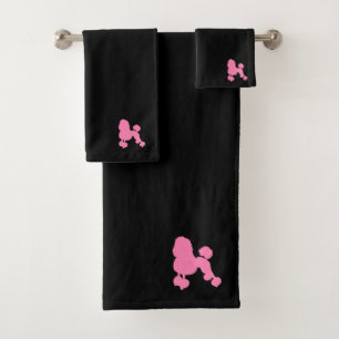 LUXUEUX CHIEN ROSE SUR PLAT NOIR