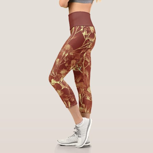 Luxueux Cosmos Capri Leggings Brown et or (Gauche)