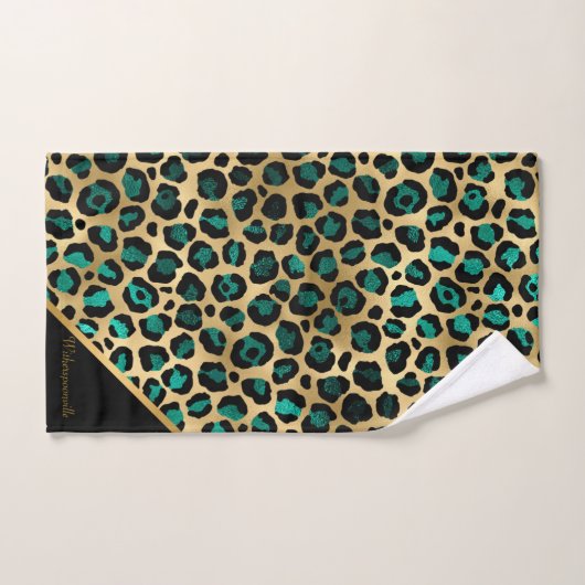 LUXUEUX EMERALD VERT LEOPARD OR (Serviette à main)