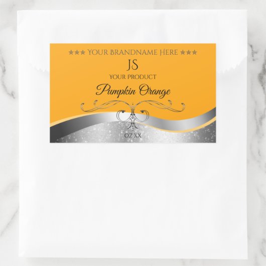 Luxueux Étiquette Monogramme orange Wavy Silver (Sac)