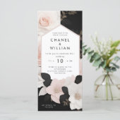 Luxueux faire-part de mariage aux fleurs bijoux (Debout devant)