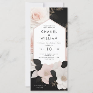 Luxueux faire-part de mariage aux fleurs bijoux