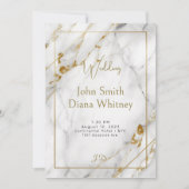 Luxueux Faire-part de mariage Gold & Marbre blanc (Devant)