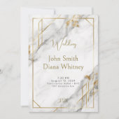 Luxueux Faire-part de mariage Gold & Marbre blanc (Devant)