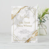 Luxueux Faire-part de mariage Gold & Marbre blanc (Debout devant)